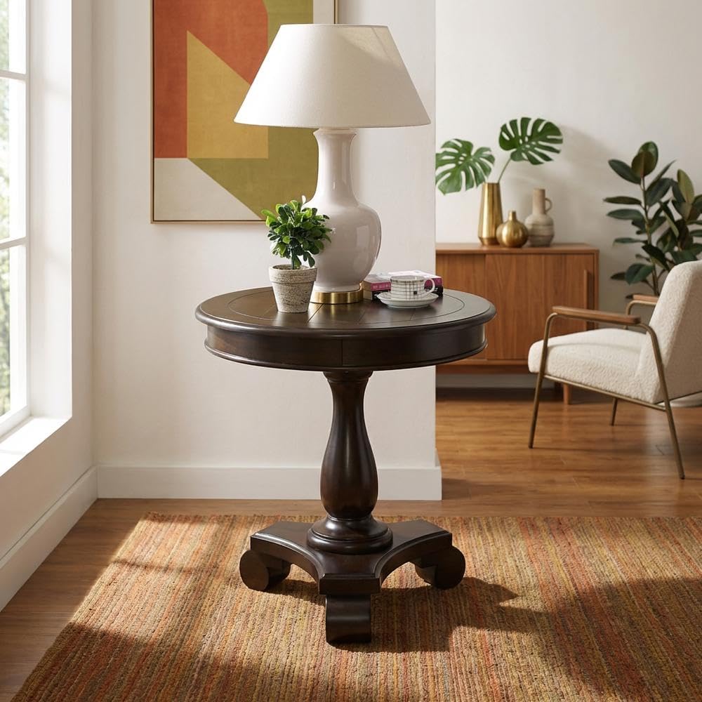 Furnifact Espresso, Pedestal Table, MDF Construction, Pedestal Base, Durable ...