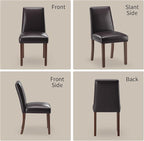 Dining Chairs Set of 2, Modern Dining Room Chairs with Wooden Legs, Faux Leather Upholstered Kitchen Farmhouse Parsons Chairs for Restaurant & Cafe- Dark Brown