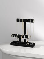 Bracelet and Necklace Holder,Velvet Jewelry Necklace Display Organizer Stand,bracelet Holder for Selling,Bracelet and Necklace Storage Tree (Style 2（Black+ Metal lid）)