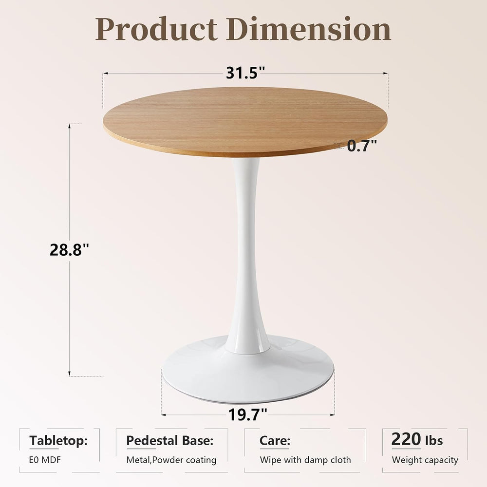 31.5 Inch Round Dining Table,Mid-Century Tulip Table with Metal Pedestal Base...