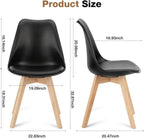 OLIXIS Dining Chairs Set of 4, PU Leather Upholstered Kitchen Chairs with Solid Wood Legs, Mid Century Modern Accent Chair for Living Room, Bedroom, Patio, Black