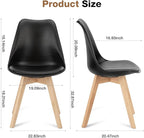 OLIXIS Set of 4 Dining Kitchen Mid-Century Modern Chairs with Wood Legs and PU Leather Cushion for Living Room Bedroom Outdoor Lounge, Black
