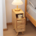 Small Nightstand, Narrow Nightstand, Solid Slim Wood Night Stand for Small Spaces, Couch, Nature Color 7.87in Wide