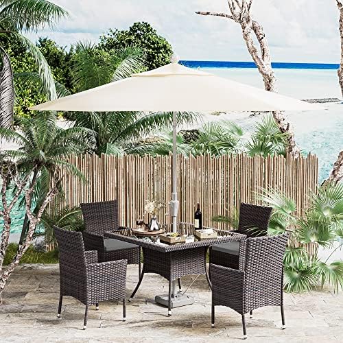 5 Pieces Dining Sets for 4 with Rattan Wicker Dining Set Chairs and Square Ta...