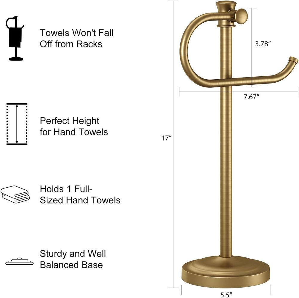 BESy Stand Hand Towel Holder, Countertop Towel Bar, Antique Brass