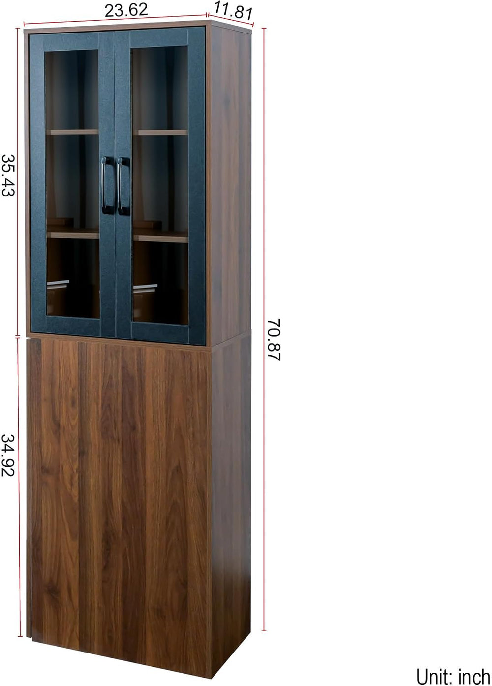 Ultra-Slim 70.87" H Display Storage Cabinet w/ 4-Tier Pull-Out Multi-Fun...
