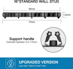 IMILLET Broom and Mop Holder Wall Mounted, Stainless Steel Broom Organizer Heavy Duty Tools Organizer Self Adhesive Mop Holder for Home Laundry Room Garage Garden (4 Racks and 5 Hooks)