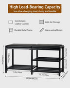 Iron Shoe Rack Storage Bench for Entryway, Holds Up to 560 lb | Space-Saving and Robust, Iron and Foam Padding Shoe Rack for Entryway, Front Door Entrances, Bathroom