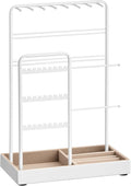 SONGMICS Jewelry Holder, Jewelry Organizer, Jewelry Display Stand with Metal Frame, Velvet Tray, Necklace Earring Bracelet Holder, for Studs, Rings, Christmas Gift, Matte White UJJS021W01