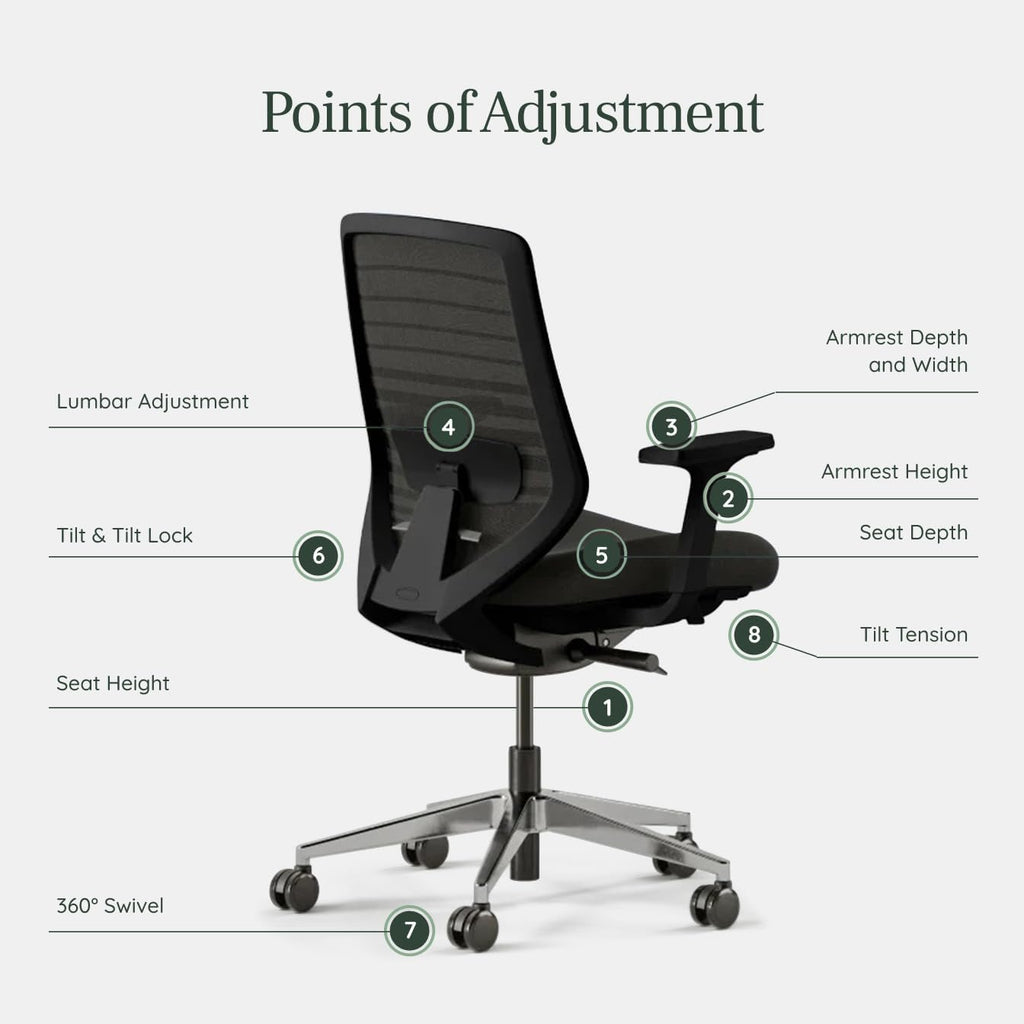 Branch Ergonomic Chair - A Versatile Desk Chair with Adjustable Lumbar Support, Breathable Mesh Backrest, and Smooth Wheels - Experience Optimal Comfort and Support - All Black