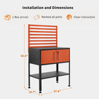 MCombo Metal Workbench for Garage, Adjustable Worktable with Storage Cabinet for Home Office, Basements, Bench-81 (Orange)