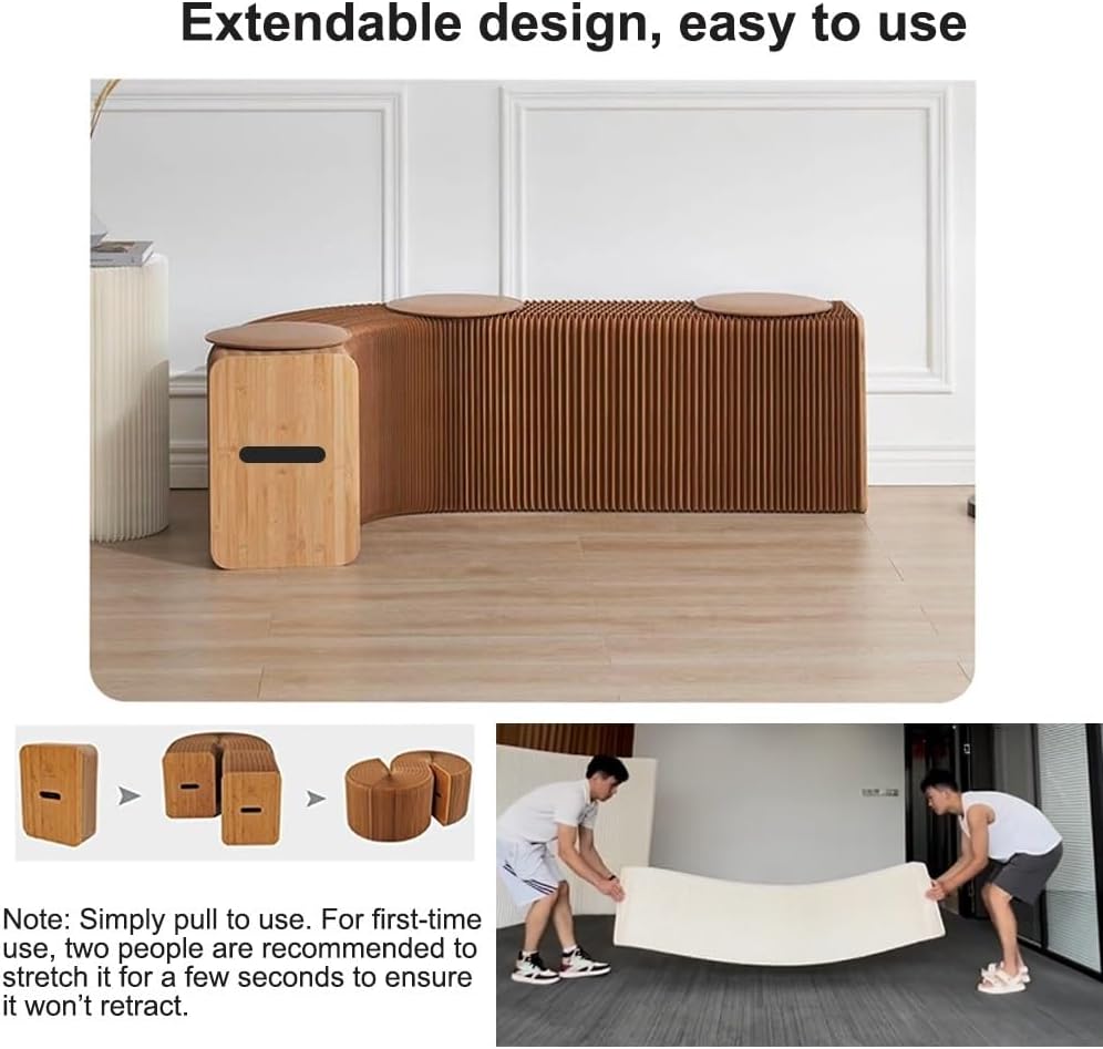 Folding Paper Stool with 3 Cushions, Folding Honeycomb Stool, Accordion Stool...