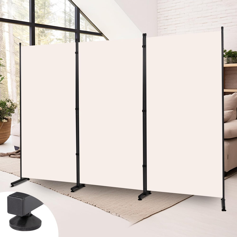 Room Divider 3 Panel Folding Privacy Screen, Round Pad Design Wall Divider
