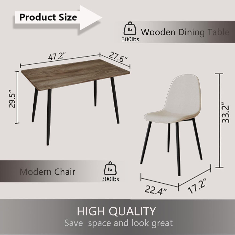 Small Dining Table Set for 4, Modern Kitchen Table Set for 4, 5 Piece Wooden ...