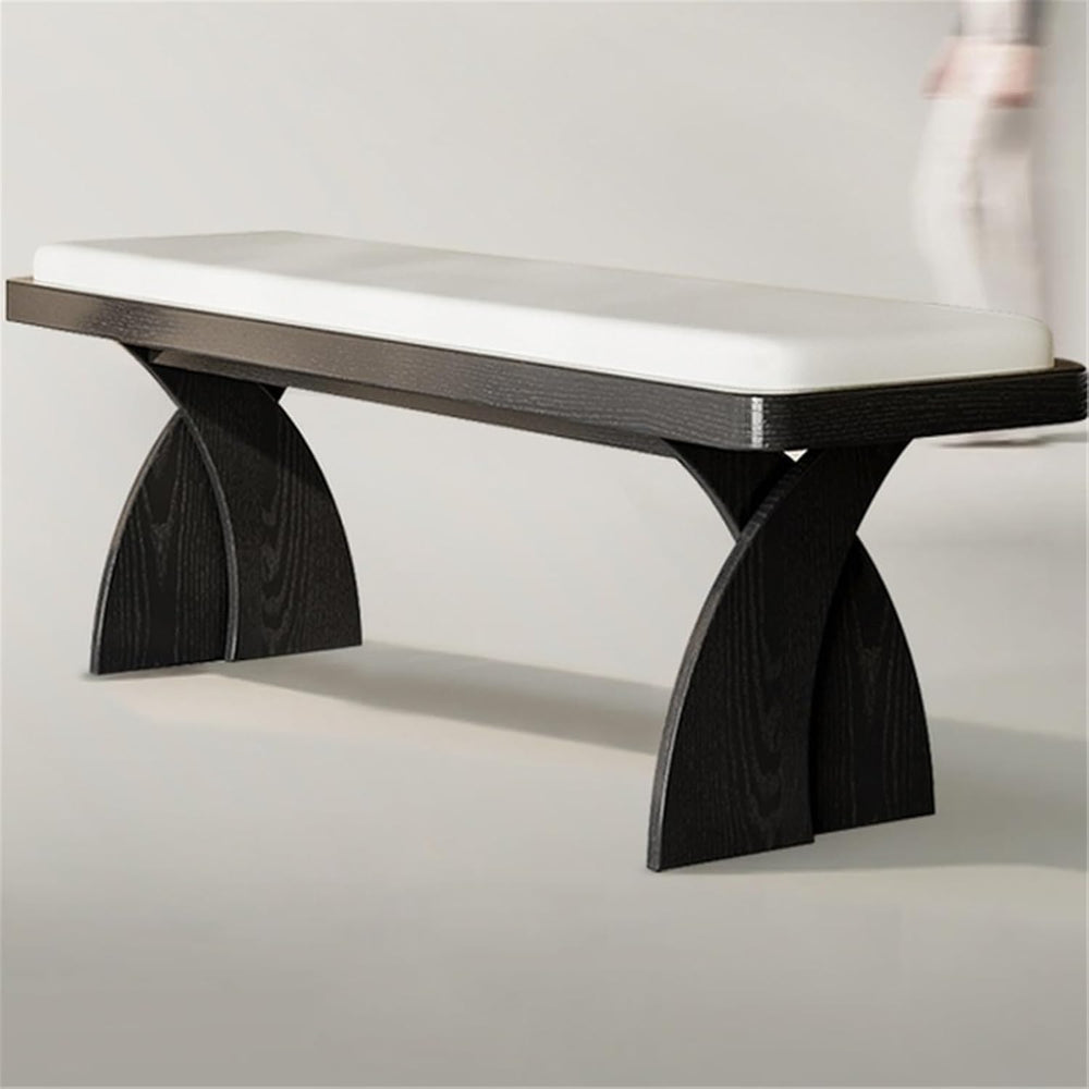 Modern Wooden Long Bench at The Foot of The Bed in The Bedroom Dressing Room ...