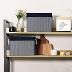 TcaFmac Organization and Storage Basket for Shelves - Large 2 Pack 16x12x12 inch Fabric Storage Cubes, Collapsible Storage Bins for Gift Closet Cloth Toy Books Kids (Navy Patchwork)