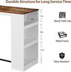 Panana 3 Piece Dining Table Set Kitchen Bar Table with Two Stool Storage Shelves Wood Counter Height Table Top with Sew Kerf Finish Dining Room Home