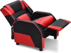 Kids Recliner, PU Leather Kid Lounge Chair w/Footrest, Armrest, Headrest & Lumbar Support, Adjustable Gaming Toddler Sofa Armchair for Boys Girls (Red)