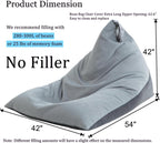 4ft Bean Bag Chair Cover with Bean Bag Inner Liner Cover (No Filler), 400L Extra Large Triangular Removable and Clean Beanbag Chair Cover Ultra Soft Lazy Sofa Premium Velvet Cover (Grey)