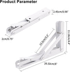 YUMORE Folding Shelf Brackets, 8 Inch Heavy Duty Collapsible Shelf Bracket, DIY L Bracket for Workbench Folding Table Hinge, Max Load: 300lb, White, 2 Pack