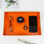 Spsyrine Orange Bathroom Vanity Tray with Handles for Dresser Tops, Countertop, Perfume Decorative Tray, 11.8” * 7.87” *1.37”
