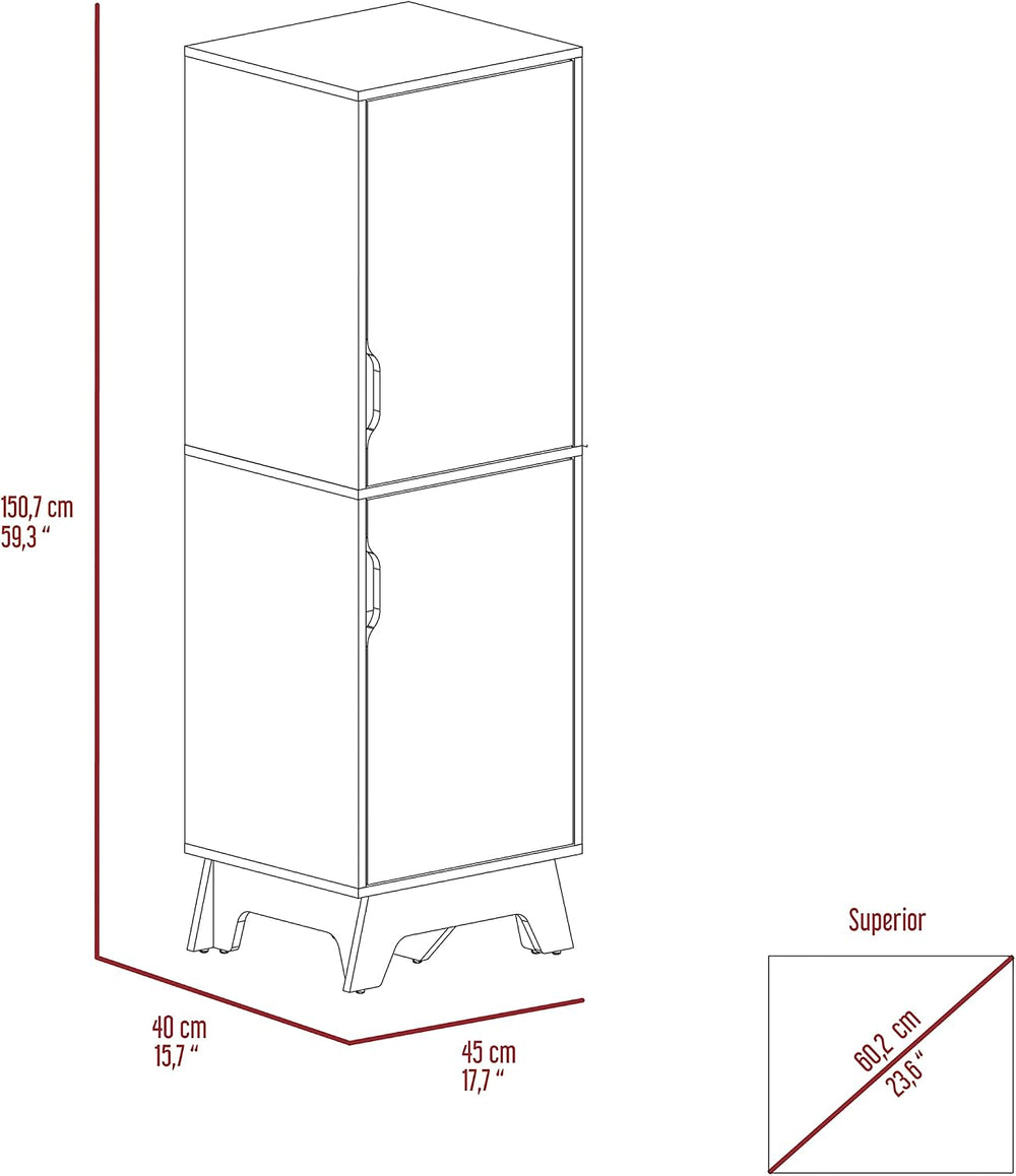 Modern Kitchen Pantry, White Storage Cabinet with 2 Doors, Easy to Maintain, ...