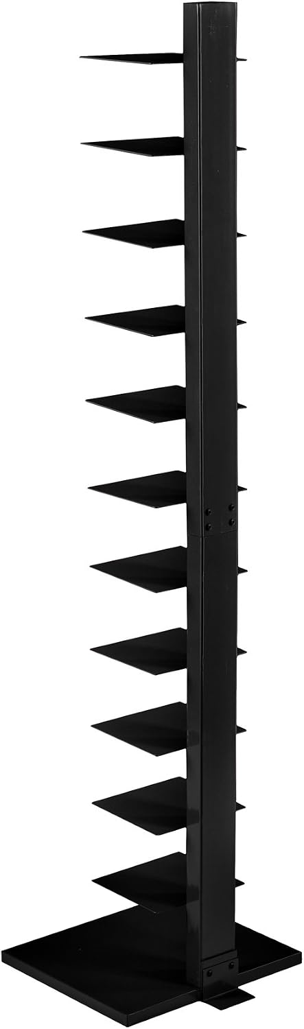SEI Furniture 12 shelf Metal Spine Book Tower, Black