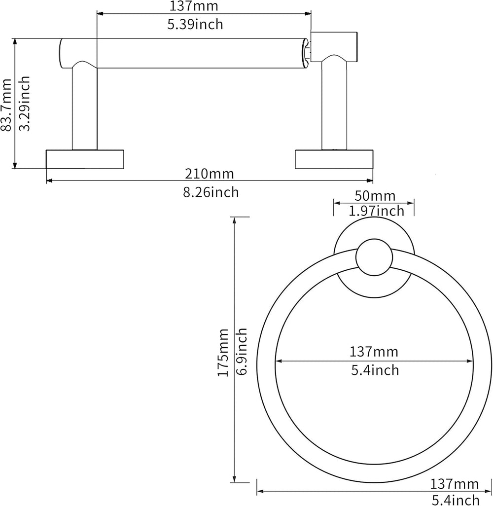 RARXTR Polished Finish Toilet Paper Holder & Towel Ring SUS304 Stainless ...