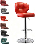 Tall Executive Office Chair, Adjustable Swivel Barstools, Metal Frame Side Chair, with Back Support Upholstered, for Small Spaces Home Bedroom Study(Silver Chassis,Red)
