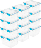 Sterilite 12-Pack Gasket Box, Weather-Resistant Storage Bins with Latching Lids, 32 Quart - Heavy-Duty Organizing Containers for Closet, Bathroom, and Office