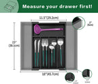 Utoplike Bamboo Silverware Drawer Organizer, Expandable Kitchen Utensils Drawer Organiser, Cutlery Tray Dividers, Flatware Caddy Drawer Insert, Office Supplies, Black 5-7 Slot