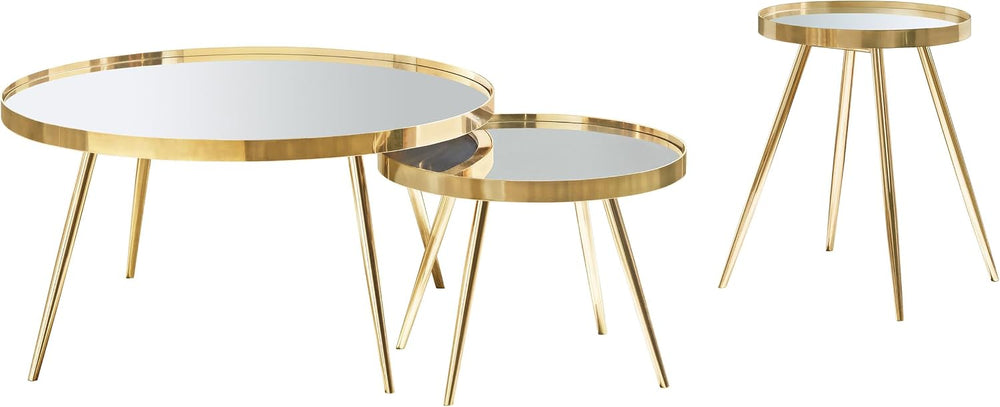 36" Reflective Top Stacking Nesting Tables, Set of Nesting Tables with P...