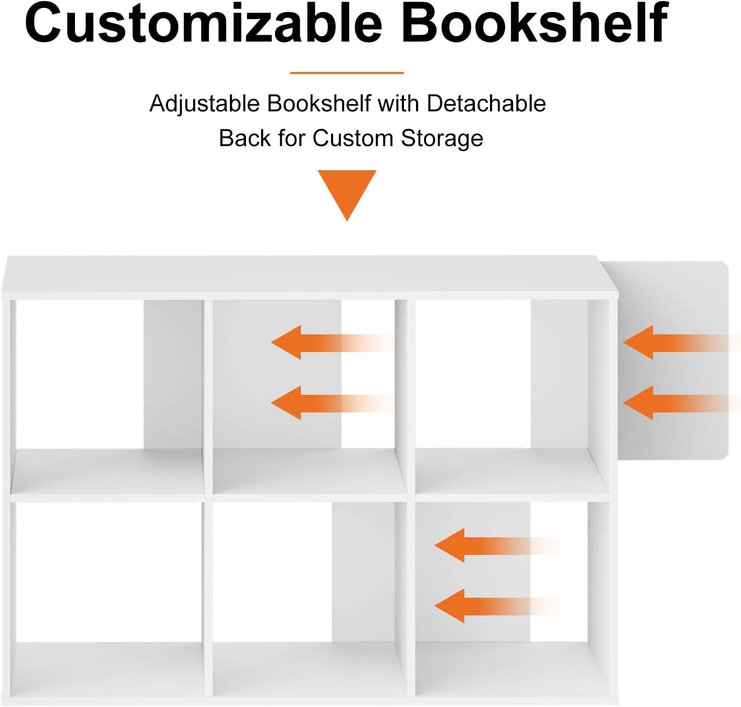 Sweetcrispy 6 Cube Storage Organizer - Open Cube Bookshelf with 3 Removable Back Panels, Display Storage Bookcase for Living Room, Bedroom, Entrance Hall, Home Office，36" Lx11.6 Wx24 H, White