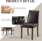 Dining Chairs Set of 6, Modern Dining Room Chairs with Wooden Legs, Faux Leather Upholstered Kitchen Farmhouse Parsons Chairs for Restaurant & Cafe- Dark Brown