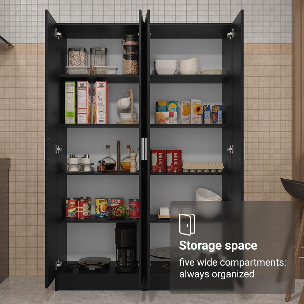Madesa Kitchen Set 2 Pantry Storage Cabinet with 10 Utility Shelves 47" ...