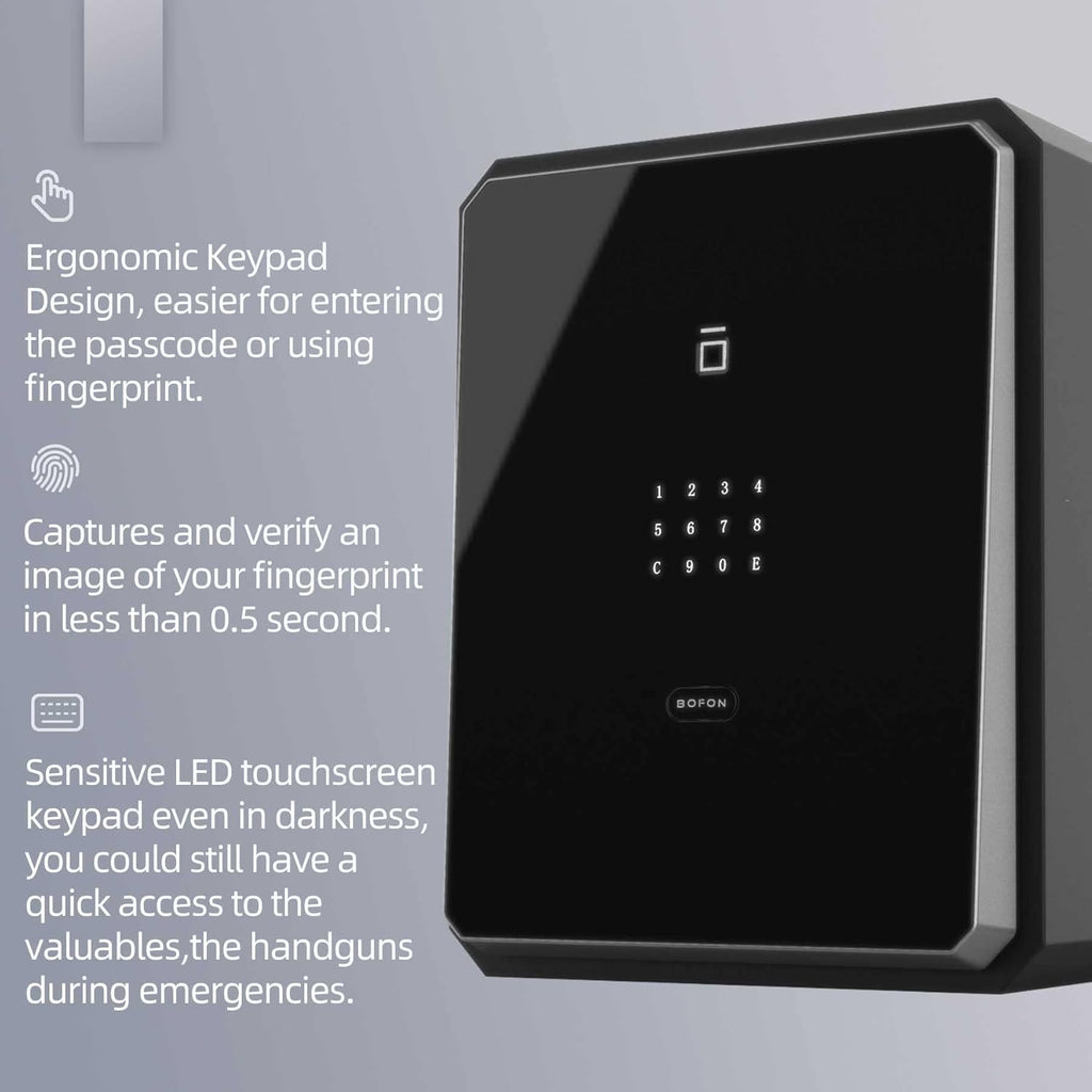 Home Safe, Fingerprint Password Safe Box with Key, Cabinets SafeBox for Home, Security Box, Biometric Safe, W-series 2.1Cubic feet