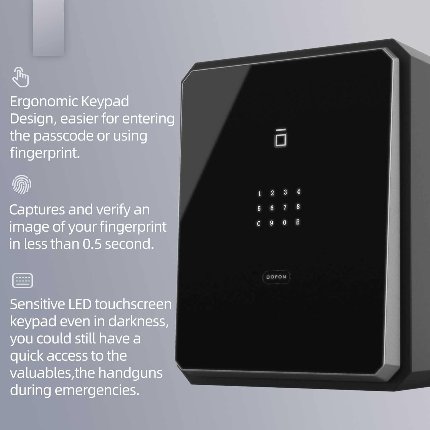 Home Safe, Fingerprint Password Safe Box with Key, Cabinets SafeBox for Home, Security Box, Biometric Safe, W-series 2.1Cubic feet