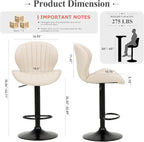 COLAMY Bar Stools Set of 6, Modern Swivel Bar Chairs, Adjustable Faux Leather Upholstered Barstools Counter Height with High Backrest for Bar, Kitchen Island, Dining Room, Beige