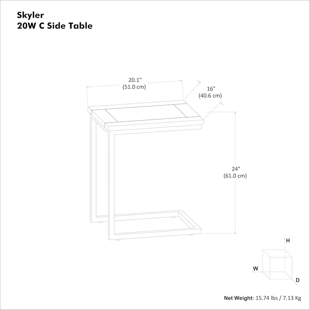 SIMPLIHOME Skyler C-Side Table - 16 inch Wide Solid Mango Wood and Metal Slid...