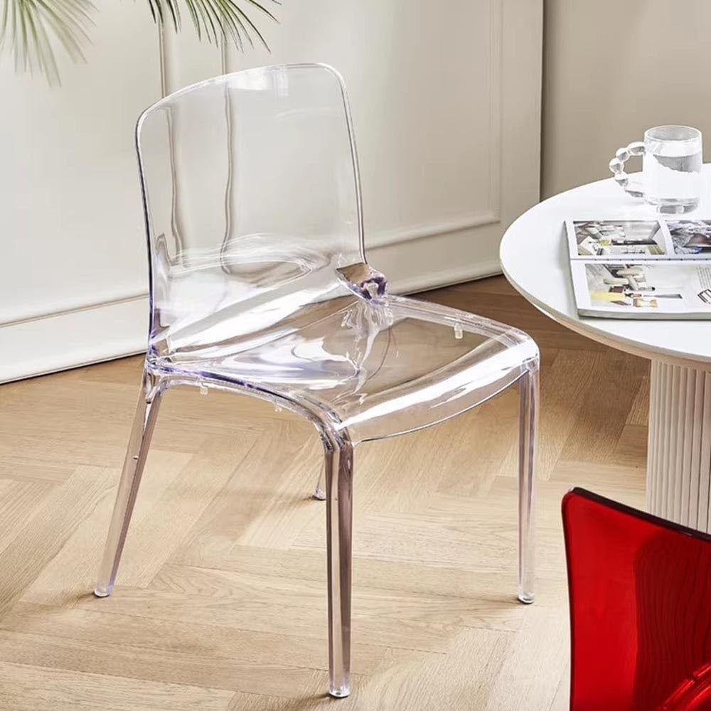 Etlegor Transparent Acrylic Dining Chair, Curved Backrest Kitchen Chairs Ladi...