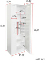 ZeHuoGe Kitchen Pantry Cabinet with Multi-Functional Pull-Out Multi-Tier Storage Shelf,Farmhouse Storage Cabinet with Glass Doors,Pantry Organizers for Kitchen, Bar,Dining Room