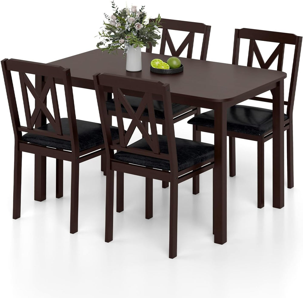 Giantex 5-Piece Dining Table Set for 4, 47" Rectangular Kitchen Table &a...