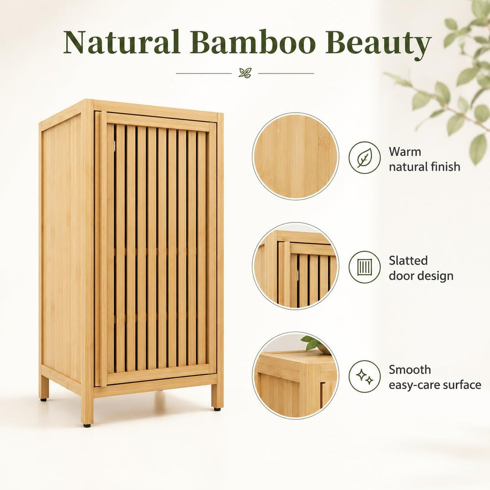Bamboo Storage Cabinet, Freestanding Bathroom Floor Cabinet