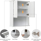 Bathroom Wall Cabinet Wooden Medicine Cabinet Buffering Hinge MDF Material Over Toilet Storage 23"x29" and Adjustable Shelves Cupboard Above Toilet with Large Space