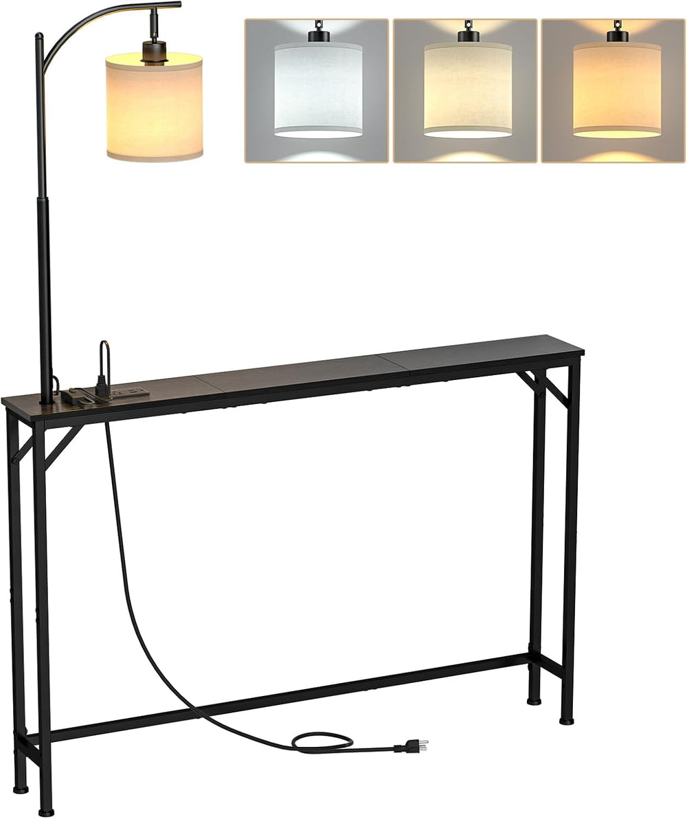 keomaisyto Narrow Console Table with 3-Color Light & Outlet, 31" H S...