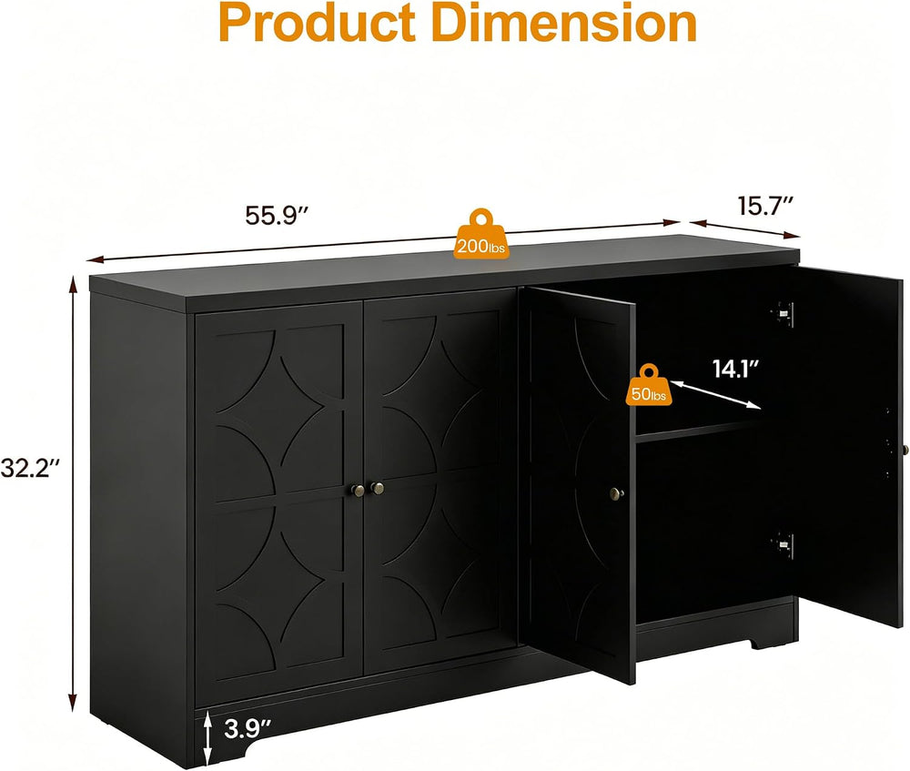 RoyalCraft Sideboard Buffet Cabinet with Storage, 56" Modern Sideboard w...