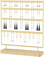 Earring Holder Organizer,Pierced Large Earrings Display Stand For Selling,Small Stud Earring Organizer Rack,Hoop Earring Storage Hanger Tree (Golden, 4 tier)