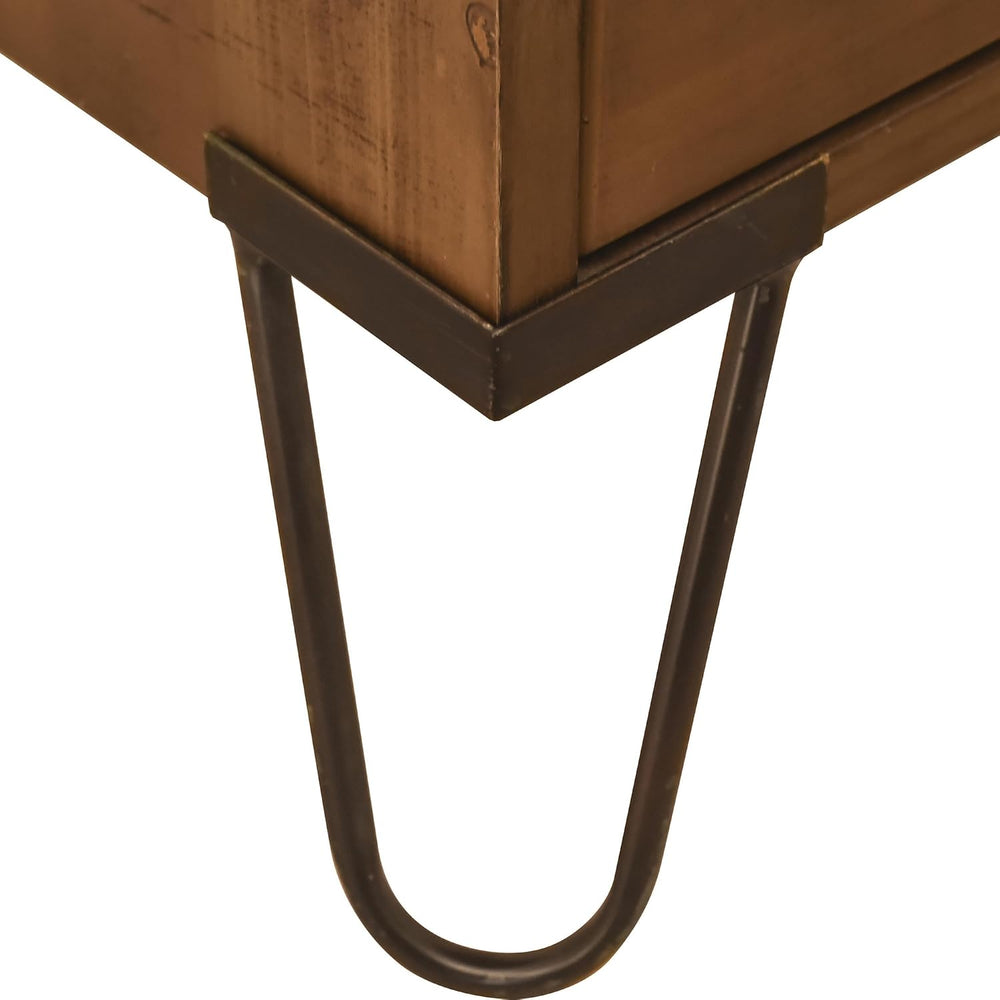 eHemco Antique Style 4-Drawer Storage End Table Side Table with Metal Hairpin...