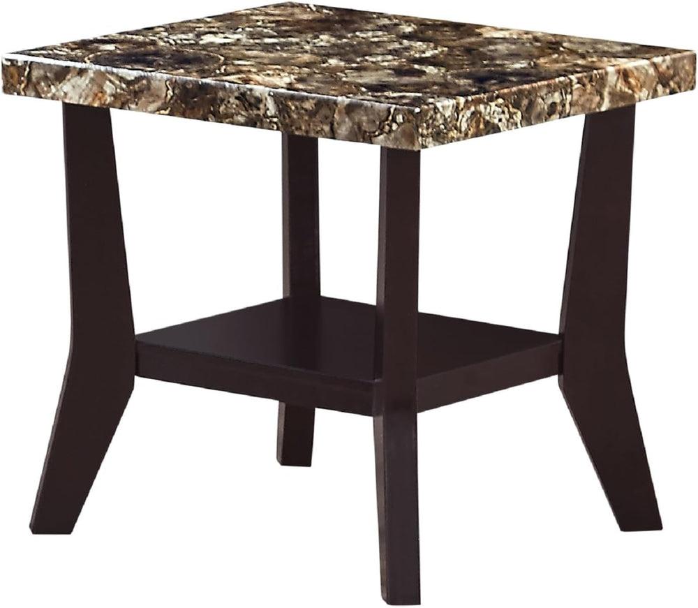 Faux Marble Coffee Table 3-Piece Set Rectangular Coffee Table with Two Matchi...