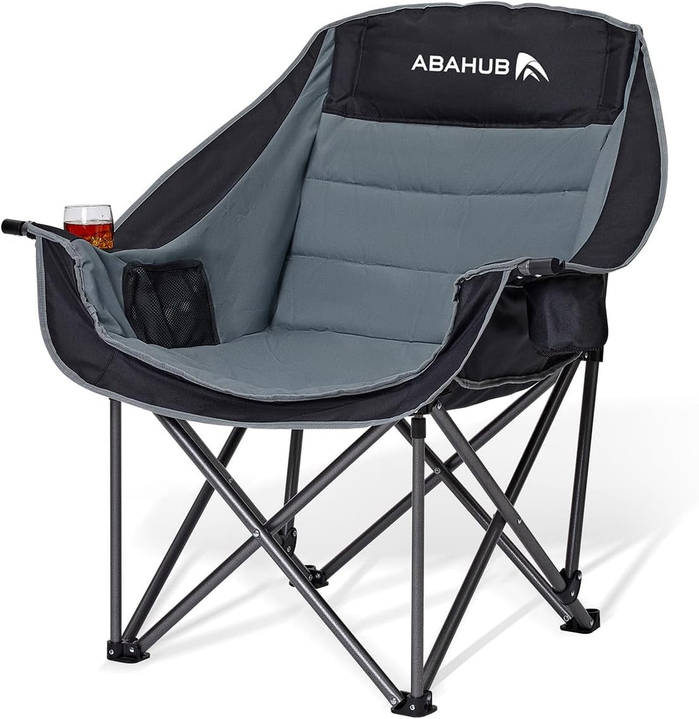 Abahub Camping Chairs Oversized Padded Heavy Duty Quad Foldable Portable Fold...